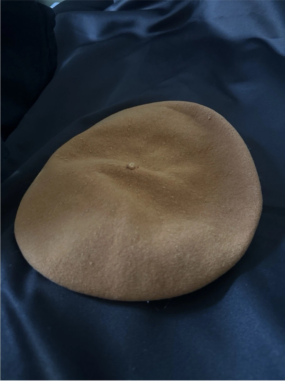 Caroling Awato Wool Beret Hat Mink Fur Trim Camel Brown One Size Vintage Style